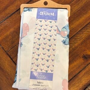 Disney Stitch Blue and Pink Shower Curtain with 10 curtain hooks